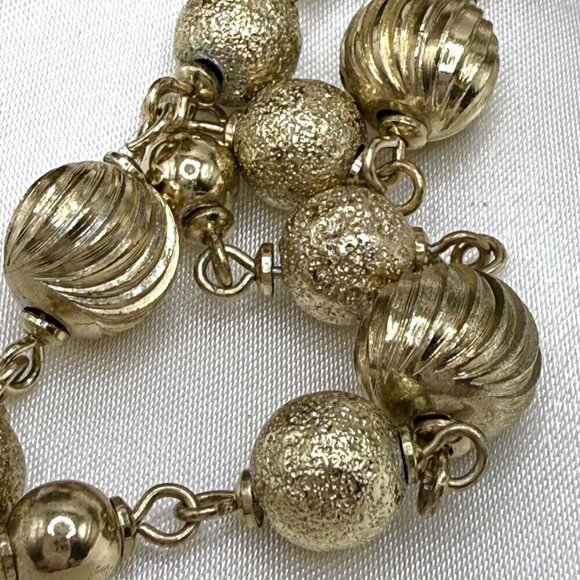 Vintage MONET Spiral Textured Ball 28" Necklace and Earrings - Picture 3 of 7